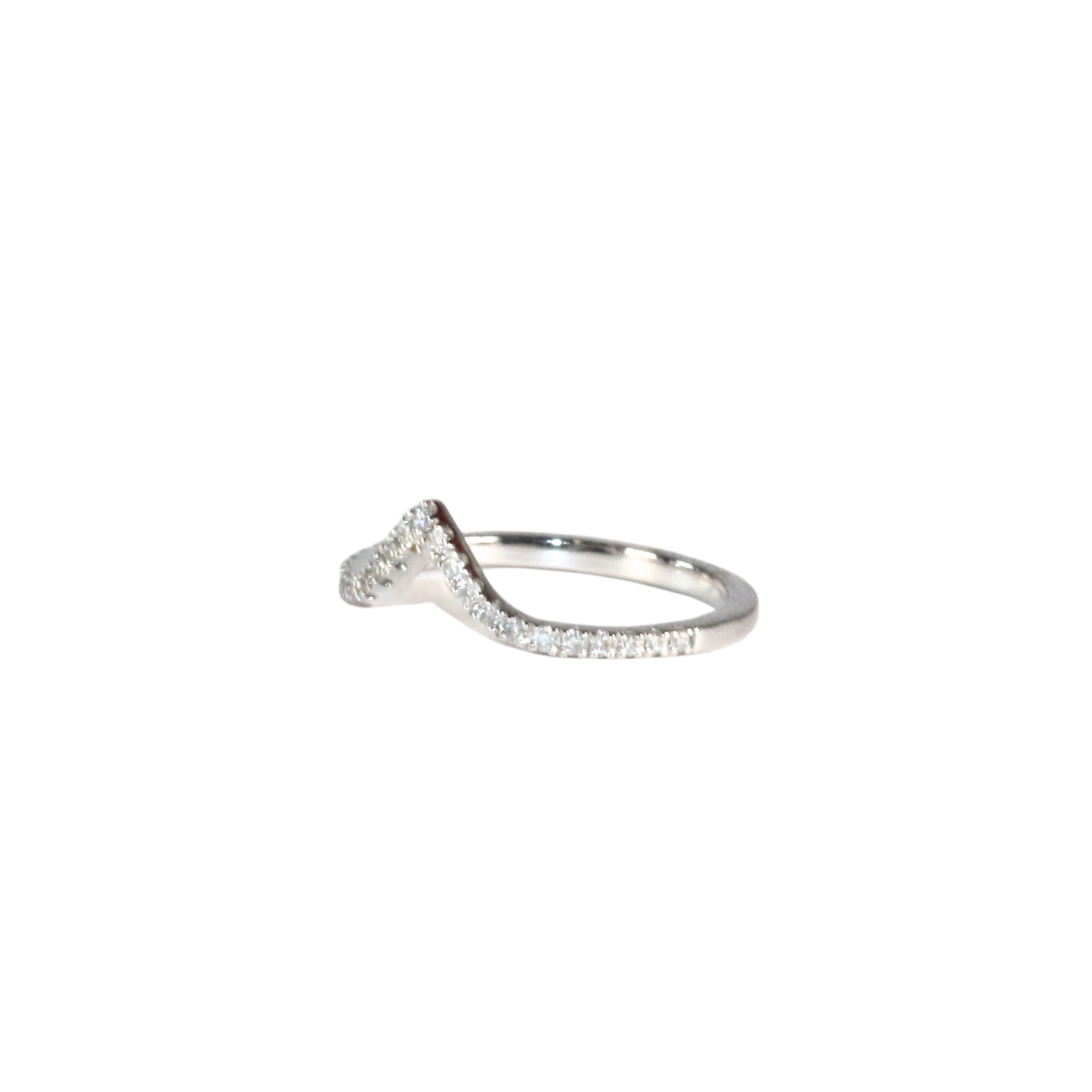 Pave Diamond V curve Ring size 6 white gold
