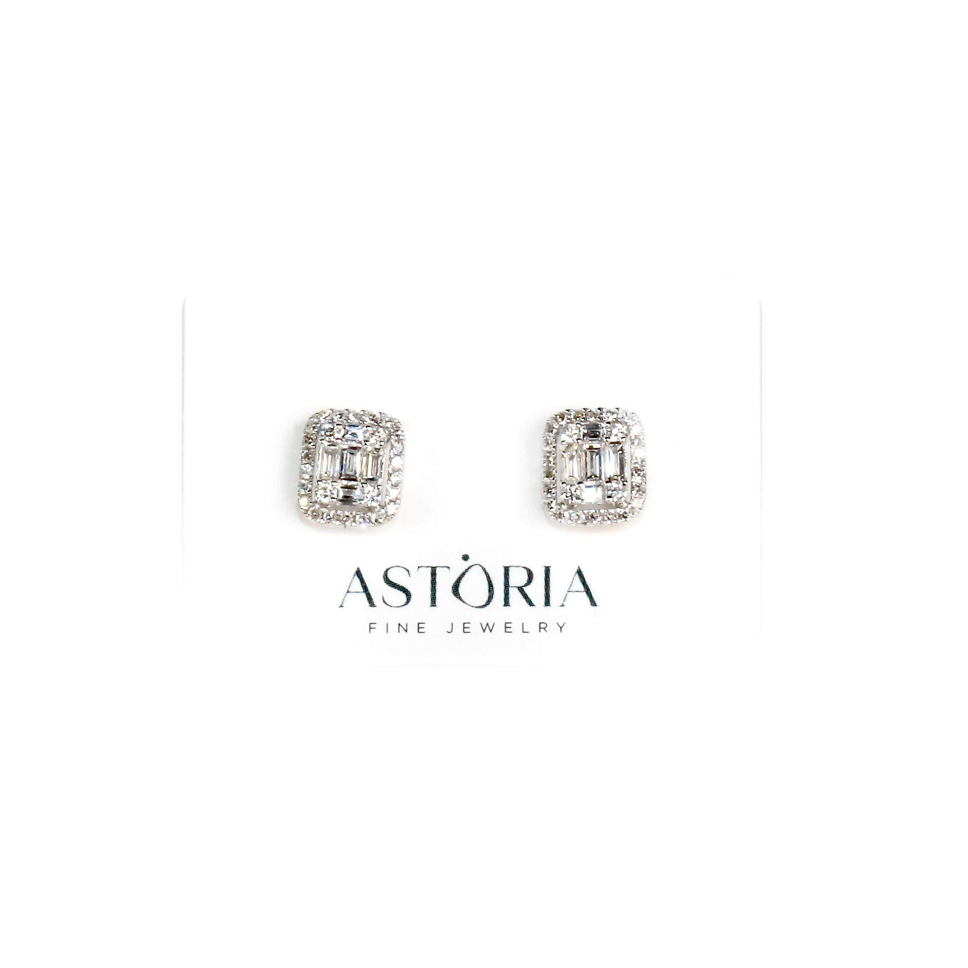 Diamond Baguette Halo Studs