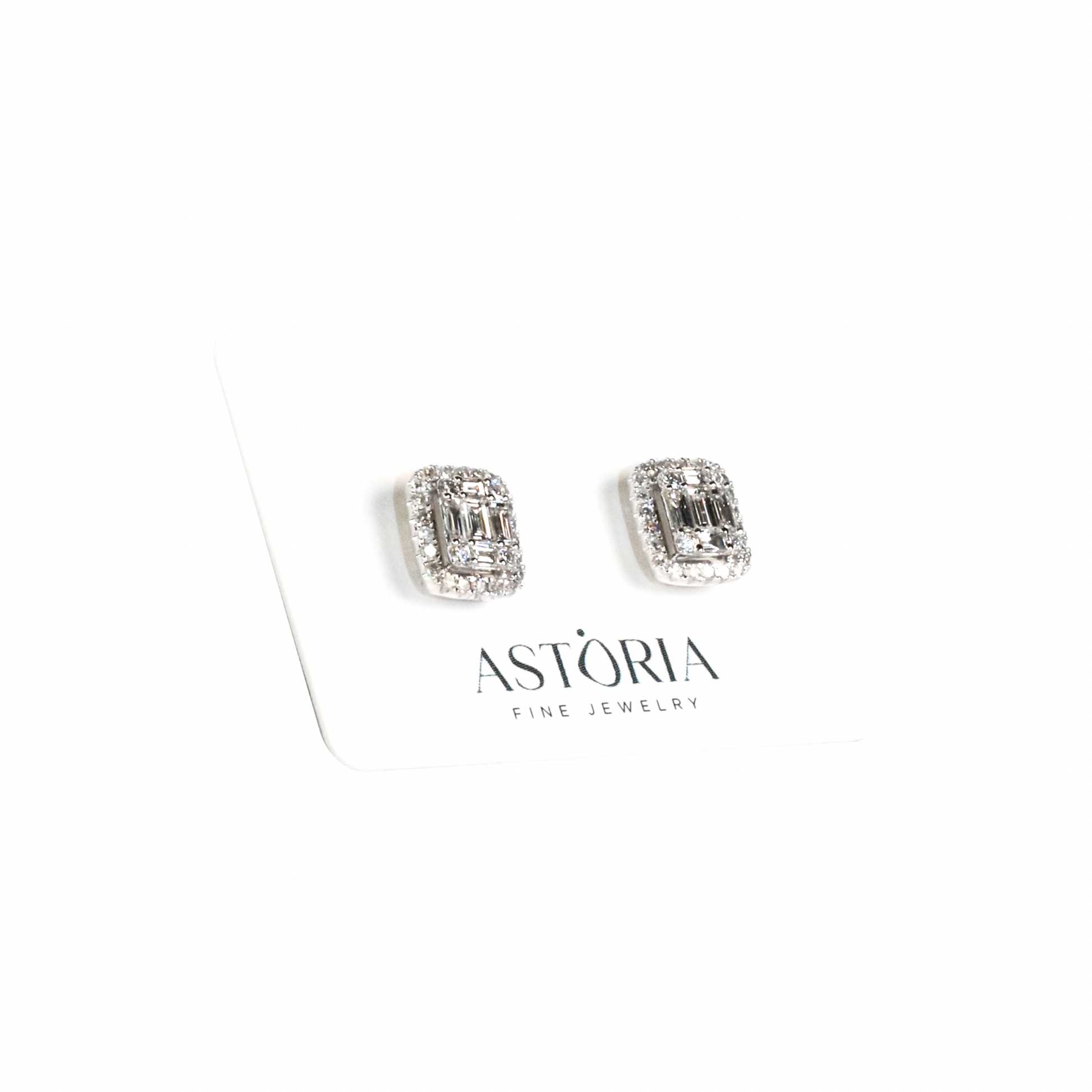 Diamond Baguette Halo Studs